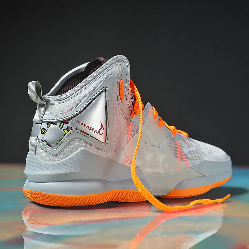 Men's Shoes Brand Professional Basketball Shoes Color Matching Graffiti Non-slip Couple High-top Shoes Comfortable Sports Shoes